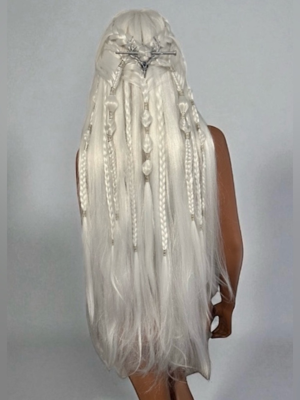 Long Platinum Blonde Braided Wig Elf Viking Mother of Dragons Lord of the Rings